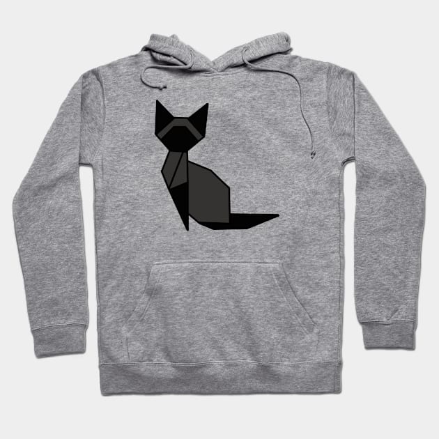 Origami Cat Gray and Black Hoodie by Numerica